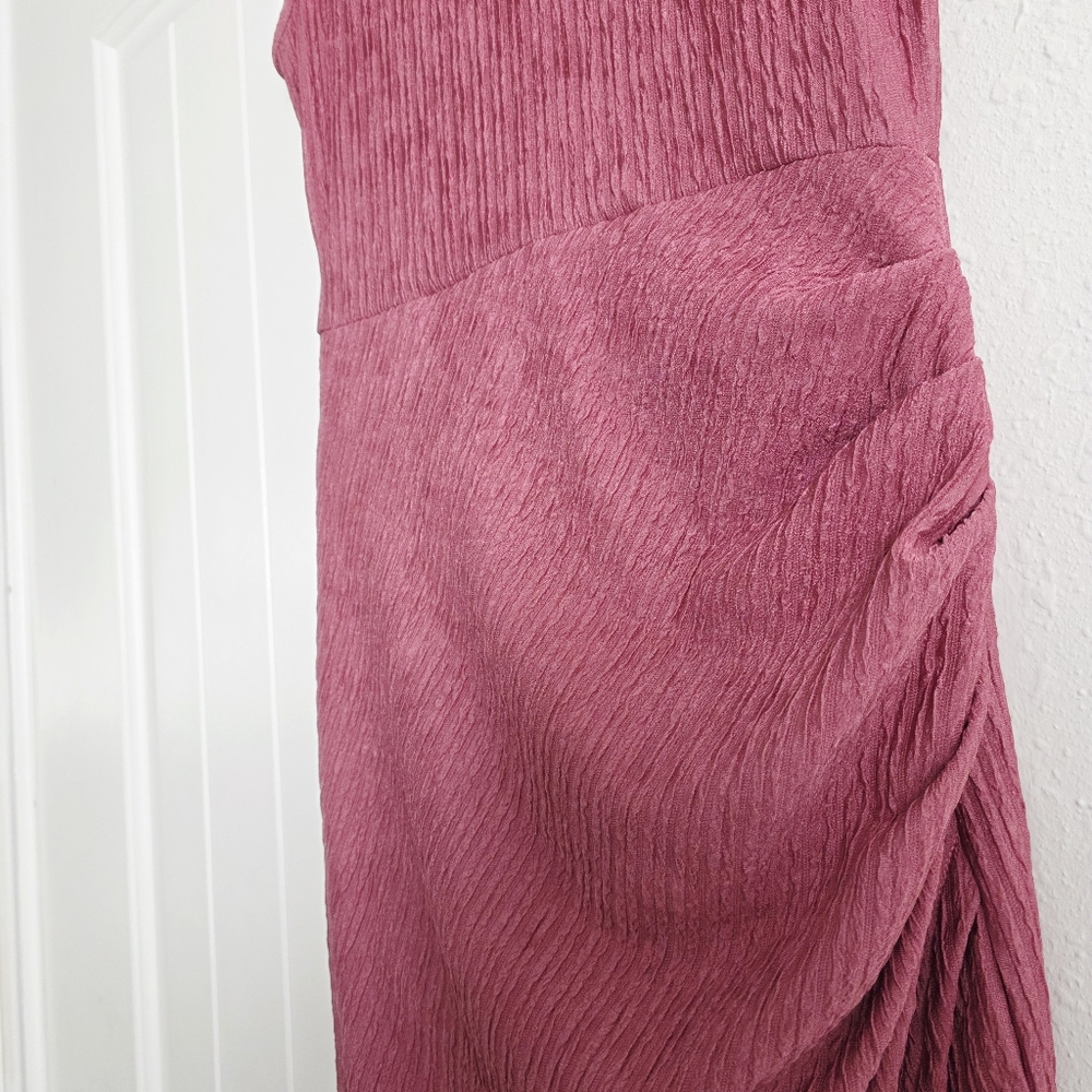 Women Sleeveless Ruched Bodycon Cocktail Party Dress Rose Pink Medium - Picture 5 of 9